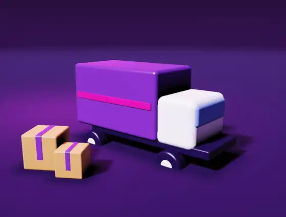 Camión de entrega con cajas